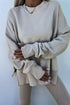 Oversized Side Slit Sweatshirt Ribbed Legging Pant Set